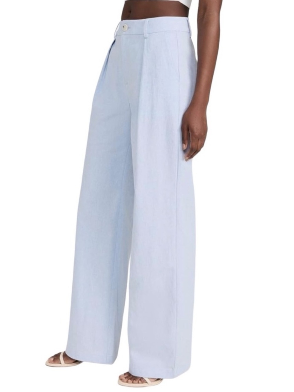 PAIGE Women's Blue Dallas Linen Blend Trouser In Light Chambray Sz 2 Small